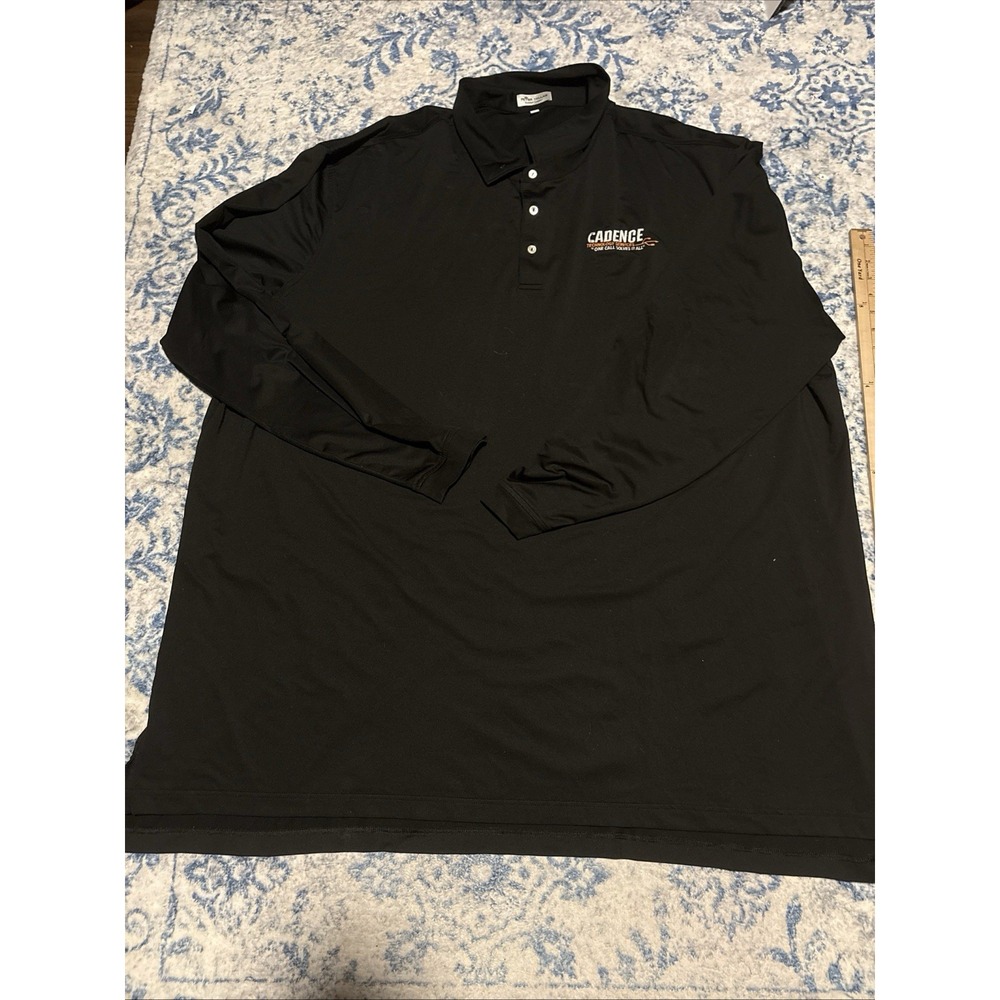 Peter Millar Summer Comfort Men's 4XT Black Long Sleeve Collared Polo